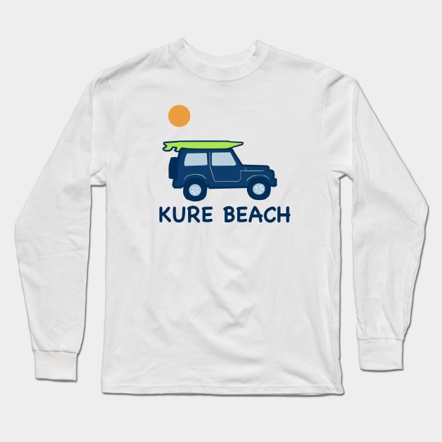 Kure Beach NC Surf Long Sleeve T-Shirt by Trent Tides